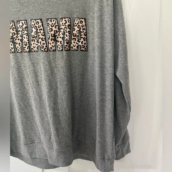 Long Sleeve “MAMA” Leopard Print Embroidered Shirt - Picture 4 of 5